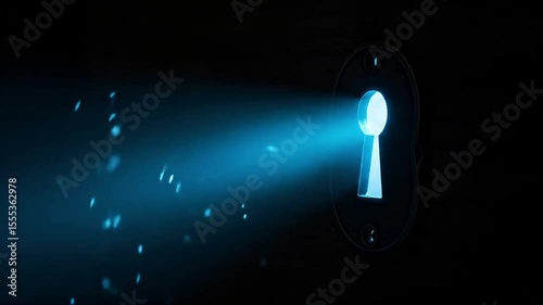 Light Beam Through Keyhole. Realistic Video, Dark with Bright Light, Mystery, Opportunity, Insight, Intrigue, Concepts, Film Intros