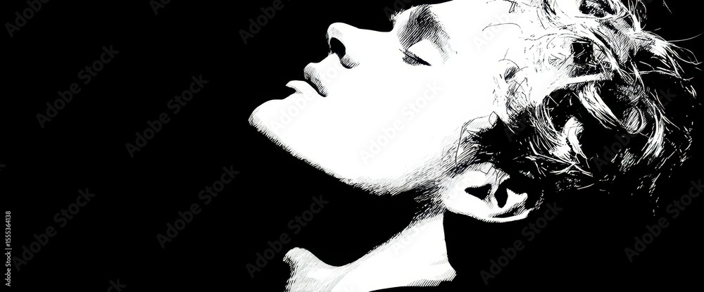 Fototapeta premium Dramatic Monochrome Profile Portrait