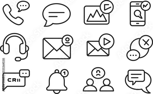 Black Line Icons Communication Customer Service black icons