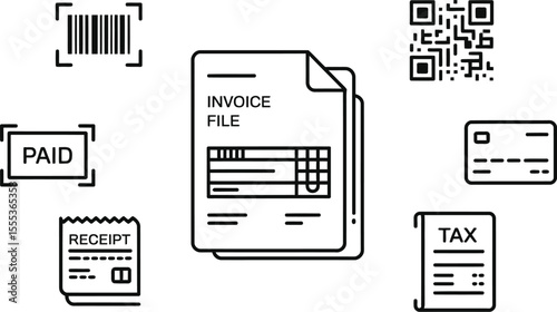 Invoice File Receipt Tax Q R Code Barcode Paid Scan Payment