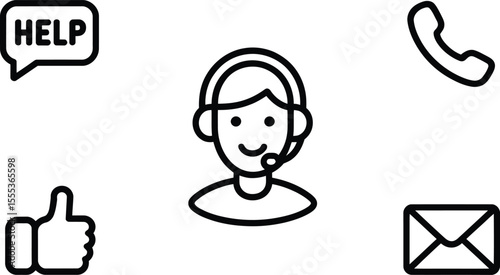 Customer Support Agent Headset Help Thumbs Up Email Phone
