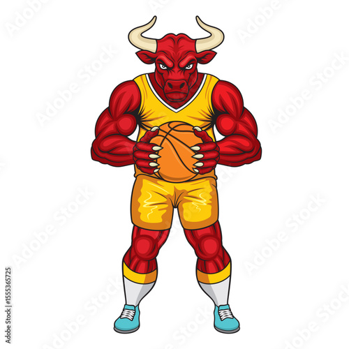 basketball mascot bull vector illustration bull basketball design
