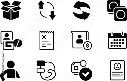 Black Glyph Icons Set Business Finance Commerce E Commerce
