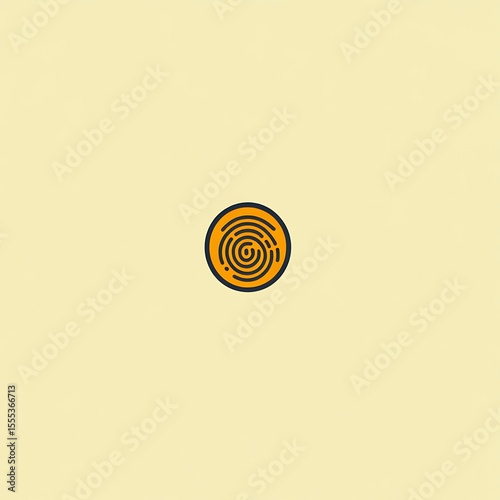 Circular abstract design with swirling orange lines