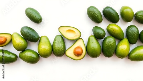 Wallpaper Mural "Fresh Avocado Lineup on White Background with Text Space" Torontodigital.ca