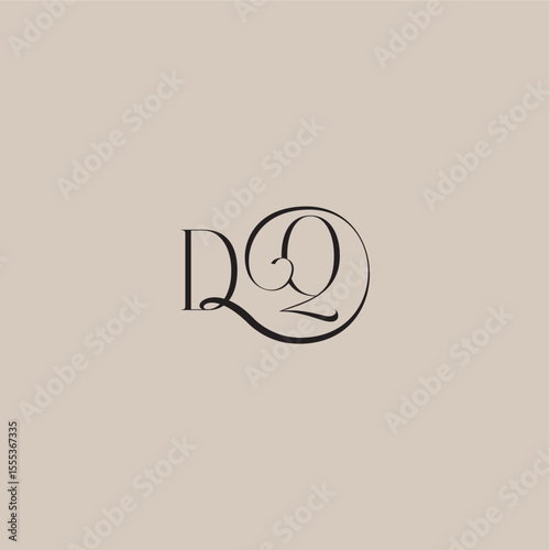 dinamyc curvy initial concept DQ elegant and luxury style monogram wedding logo letter