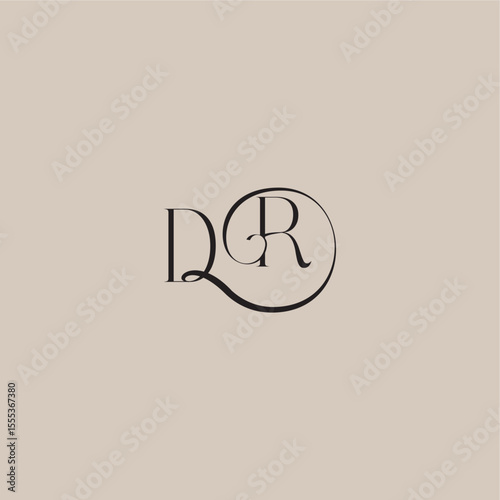 dinamyc curvy initial concept DR elegant and luxury style monogram wedding logo letter