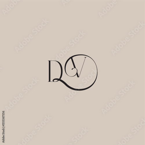 dinamyc curvy initial concept DV elegant and luxury style monogram wedding logo letter