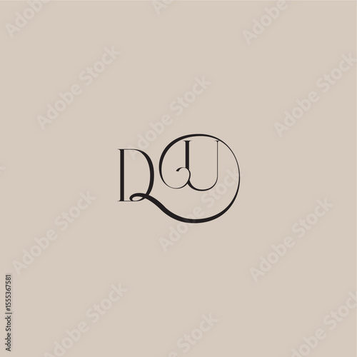 dinamyc curvy initial concept DU elegant and luxury style monogram wedding logo letter