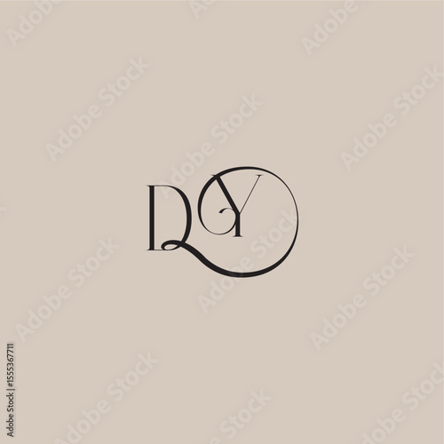 dinamyc curvy initial concept DY elegant and luxury style monogram wedding logo letter
