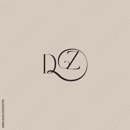 dinamyc curvy initial concept DZ elegant and luxury style monogram wedding logo letter