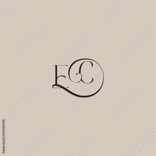 dinamyc curvy initial concept EC elegant and luxury style monogram wedding logo letter