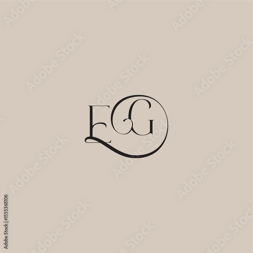 dinamyc curvy initial concept EG elegant and luxury style monogram wedding logo letter