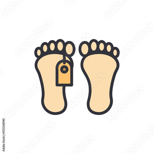 Illustration Of Feet With Identification Tag For Mortality Concept