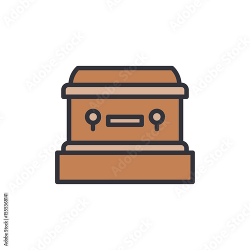 Simple Wooden Ornate Casket With Lid For Funeral Service Ceremony