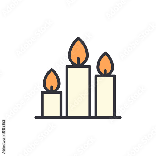 Elegant Trio Of Lit Candles With Soft Light And Warm Ambiance
