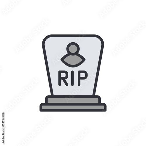 Rest In Peace Gravestone Icon For Cemetery Memorial Symbol Design