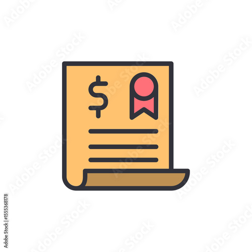 Abstract Graphic Depiction Of A Financial Document With Ribbon