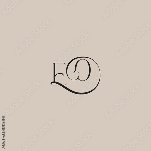 dinamyc curvy initial concept EO elegant and luxury style monogram wedding logo letter