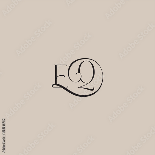 dinamyc curvy initial concept EQ elegant and luxury style monogram wedding logo letter