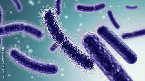 Close-up Visualization of Rod-Shaped Bacteria Microscopic Organisms Cellular Structures