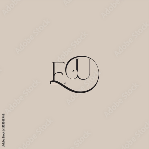 dinamyc curvy initial concept EU elegant and luxury style monogram wedding logo letter