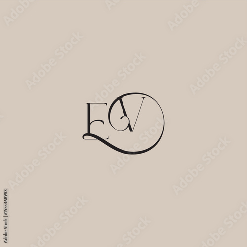 dinamyc curvy initial concept EV elegant and luxury style monogram wedding logo letter