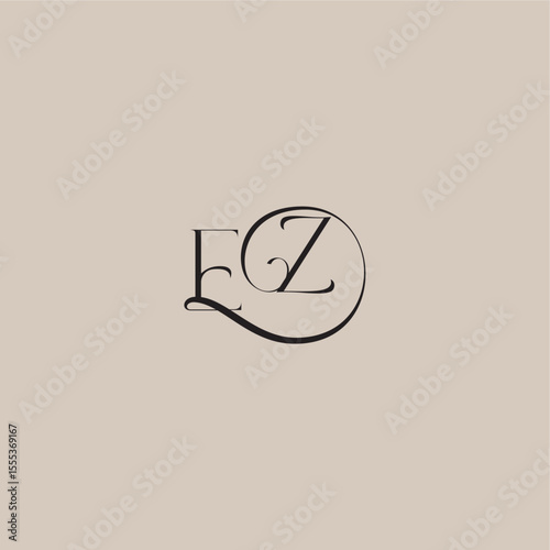 dinamyc curvy initial concept EZ elegant and luxury style monogram wedding logo letter