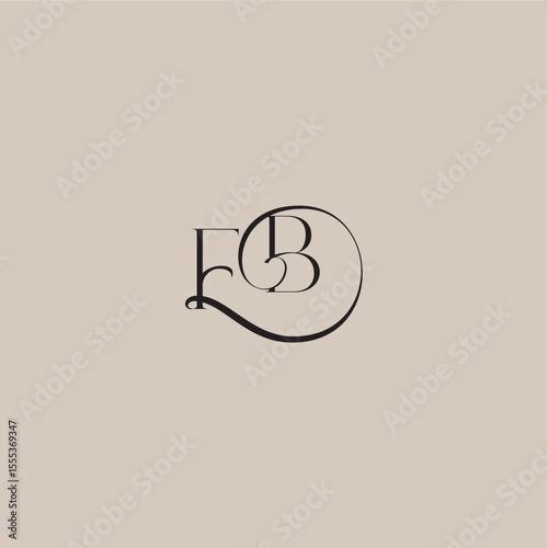 dinamyc curvy initial concept FB elegant and luxury style monogram wedding logo letter