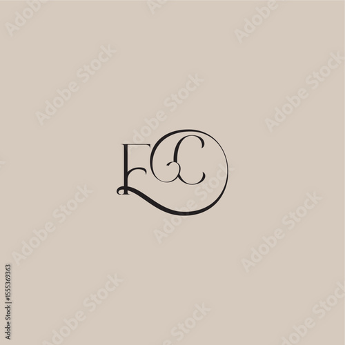 dinamyc curvy initial concept FC elegant and luxury style monogram wedding logo letter