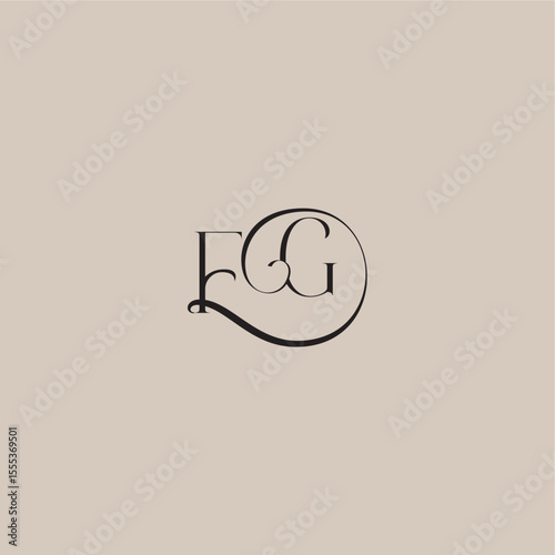dinamyc curvy initial concept FG elegant and luxury style monogram wedding logo letter