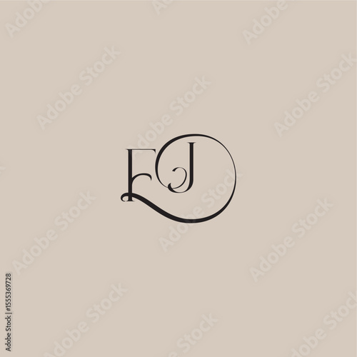 dinamyc curvy initial concept FJ elegant and luxury style monogram wedding logo letter