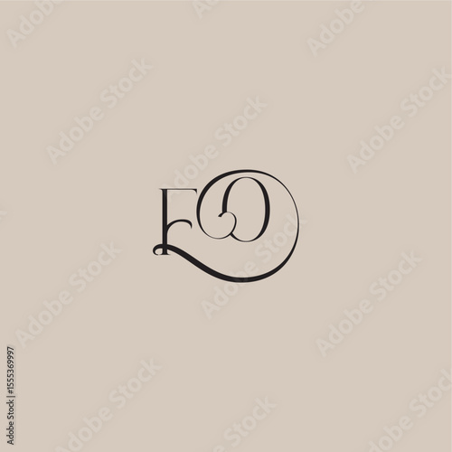 dinamyc curvy initial concept FO elegant and luxury style monogram wedding logo letter