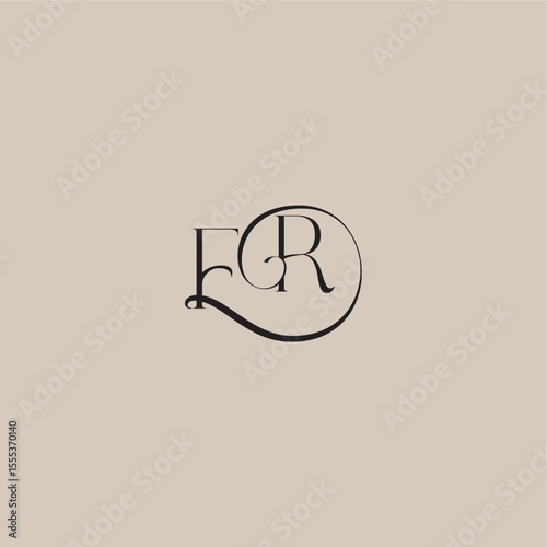 dinamyc curvy initial concept FR elegant and luxury style monogram wedding logo letter