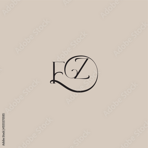 dinamyc curvy initial concept FZ elegant and luxury style monogram wedding logo letter