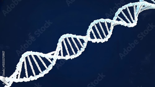 Animated DNA strand rotating against a dark blue background perfect for genetic research