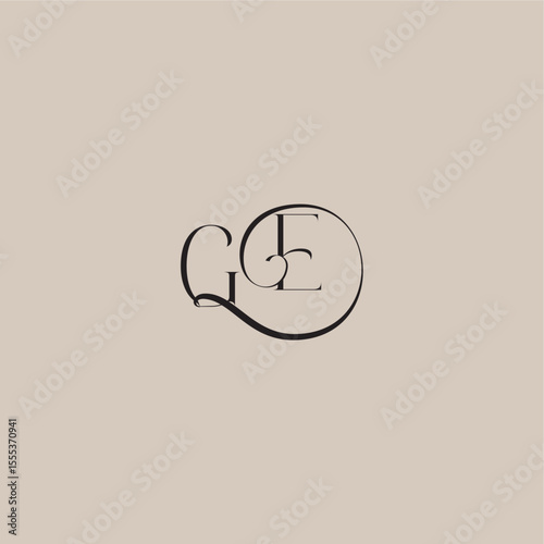 dinamyc curvy initial concept monogram wedding logo letter elegant and luxury style GE