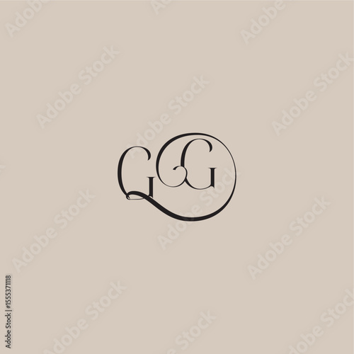 dinamyc curvy initial concept monogram wedding logo letter elegant and luxury style GG