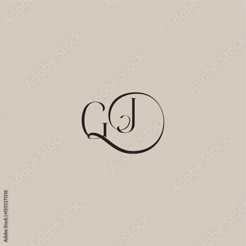 dinamyc curvy initial concept monogram wedding logo letter elegant and luxury style GJ