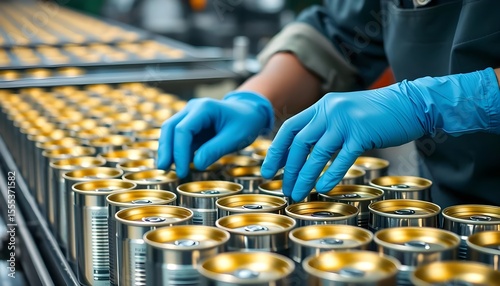 Canning process in factory production line manufacturing industrial environment close-up view efficiency