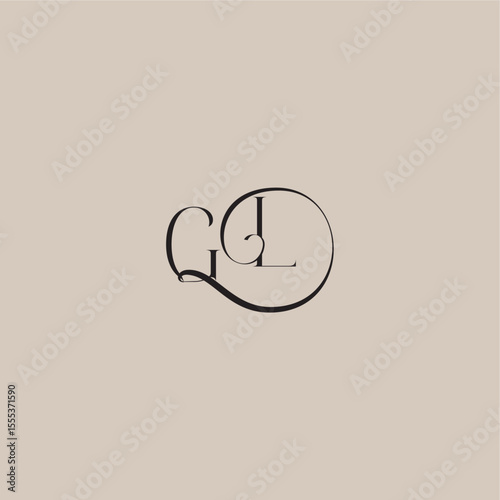 dinamyc curvy initial concept monogram wedding logo letter elegant and luxury style GL