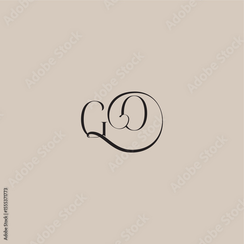 dinamyc curvy initial concept monogram wedding logo letter elegant and luxury style GO