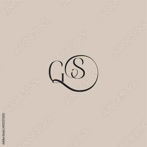 dinamyc curvy initial concept monogram wedding logo letter elegant and luxury style GS