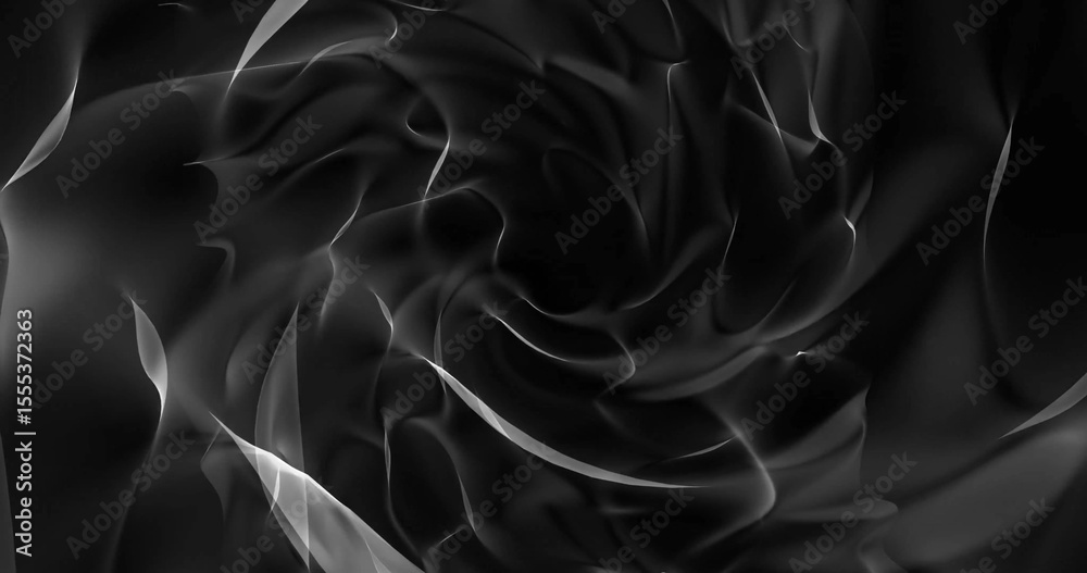 Obraz premium Swirling gray and black ribbons forming vortex pattern in abstract digital space