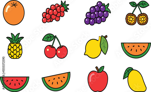 Colorful fruit medley vector illustration for healthy eating