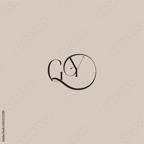 dinamyc curvy initial concept monogram wedding logo letter elegant and luxury style GY