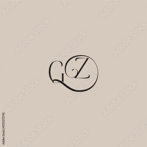 dinamyc curvy initial concept monogram wedding logo letter elegant and luxury style GZ