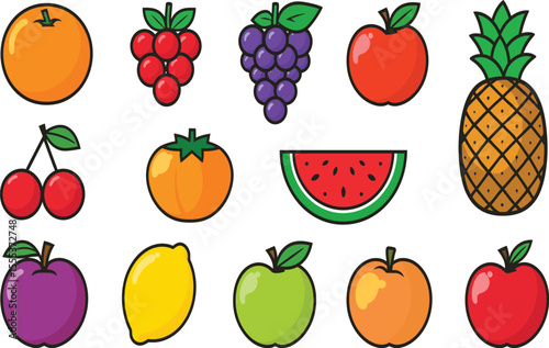 Colorful fruit medley vector illustration for healthy eating