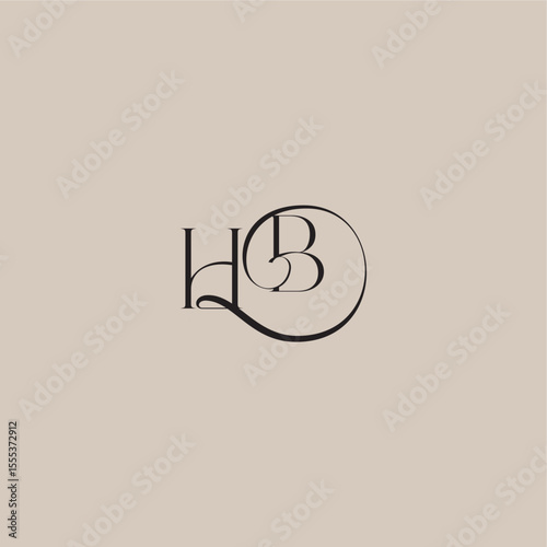 dinamyc curvy initial concept monogram wedding logo letter elegant and luxury style HB