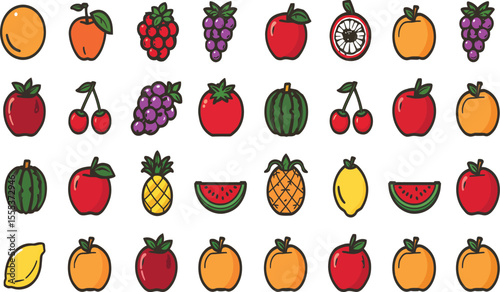 Colorful fruit medley vector illustration for healthy eating